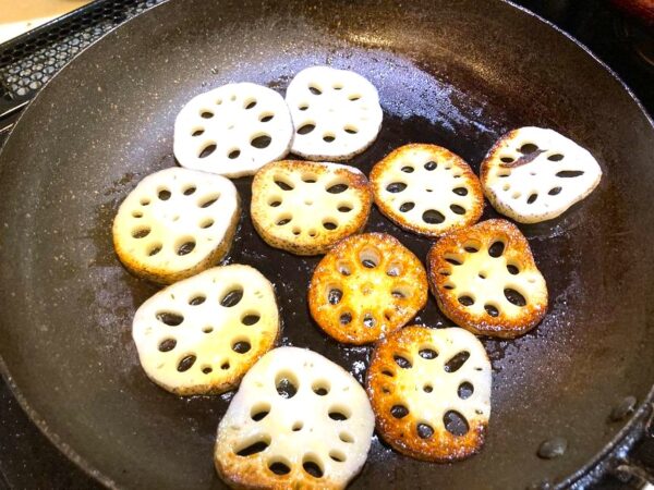 レンコンを焼いたところ