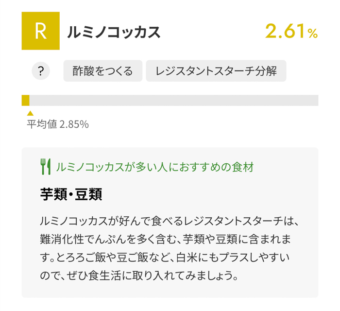 ボディグラノーラの検査結果結果ルミノコッカス