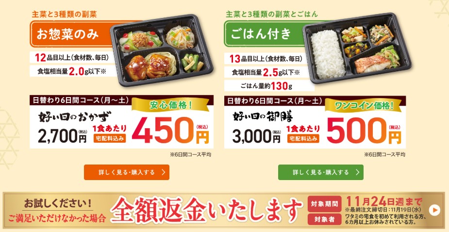 ワタミの宅食：好い日の御膳、おかず